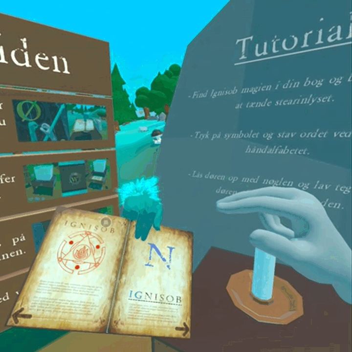 A gif of somebody using sign language to solve cast spells in VR.