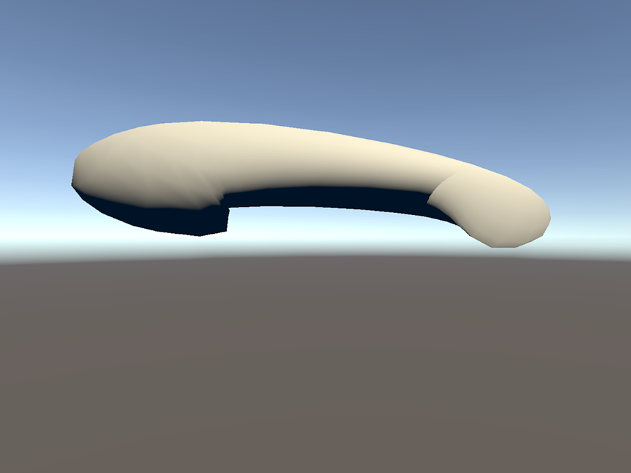 A sphere distorted along a bezier-curve